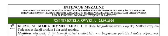 Intencje mszalne 23.08.2026